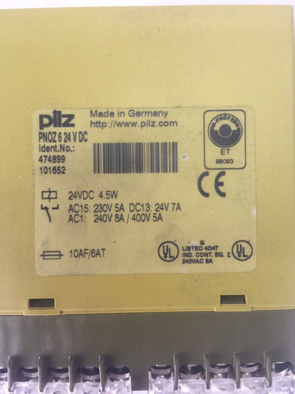PILZ PNOZ 6 24 VDC SAFETY RELAY 24VDC 4.5W