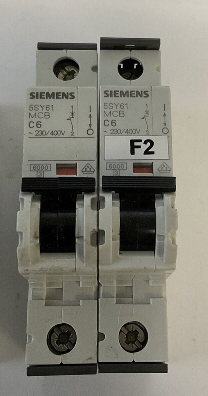 SIEMENS 5SY61 MCB CIRCUIT BREAKERS C1(1) C2(1) C4(1) C6(2) 230/400VA***LOTOF5***