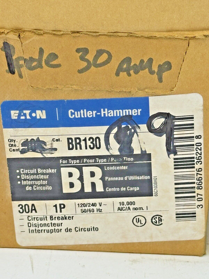 CUTLER-HAMMER *BOX OF 9* - BR130 - 30 A, 1 POLE, 120/240 VAC CIRCUIT BREAKERS