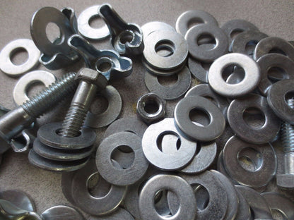 MIXED LOT of 5/16-18 BOLTS, NUTS, WASHERS, WING NUTS - NEW SURPLUS - 2-1/2 ##