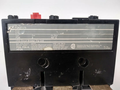 ITE SIEMENS FD63T175 BREAKER TRIP UNIT 3P 600V 175A MAG. ADJ 900-2000