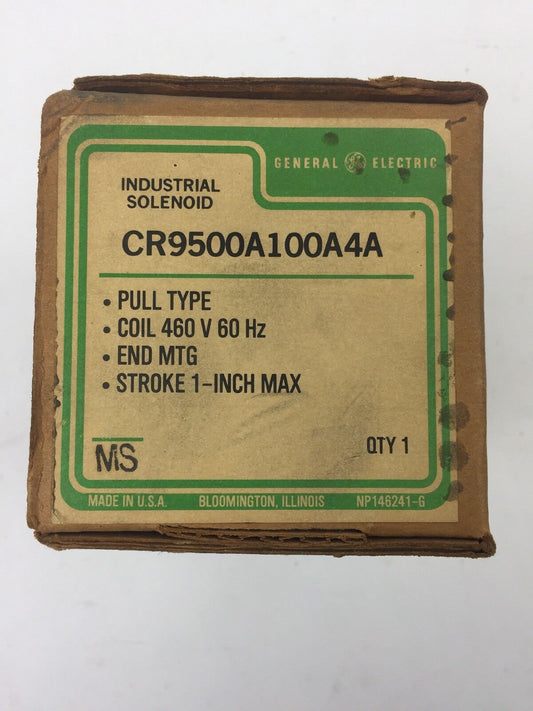 GE CR9500A100A4A SOLENOID PULL TYPE COIL 460V 60HZ END MTG STROKE 1-INCH MAX