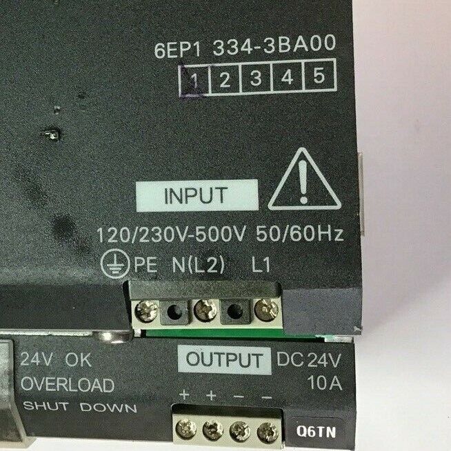 SIEMENS POWER SUPPLY  6EP1 334-3BA00 500V 50/60HZ 10A 1/2HP SITOP