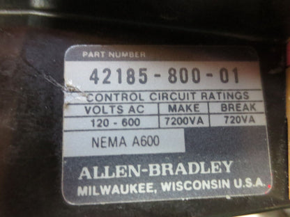 ALLEN-BRADLEY 509-BOD Ser. B FULL VOLTAGE NON-REVERSING STARTER + 595-A, 595-AA