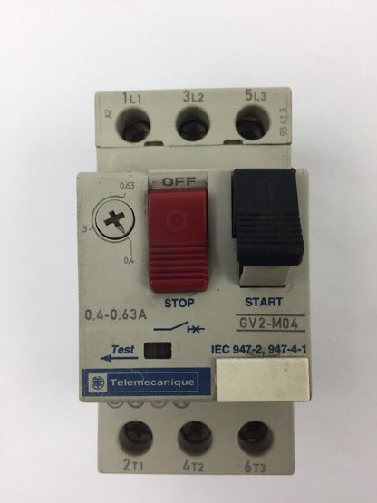 TELEMECANIQUE GV2-M04 MOTOR CIRCUIT BREAKER 0.4-0.63A