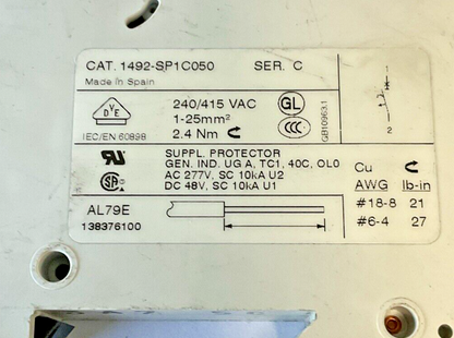 ALLEN BRADLEY 1492-SP1 (C020,B030,B040,C050,C100(2X) CIRCUIT BREAKER***LOTOF6***