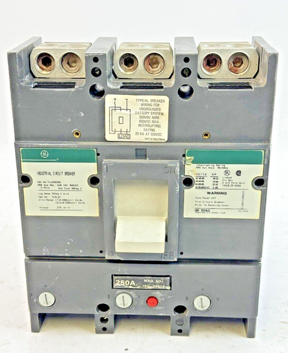 GE - TJJ436250 - IND. CIRCUIT BREAKER W/ 250A TRIP UNIT - 3 POLE/600 VAC/250A