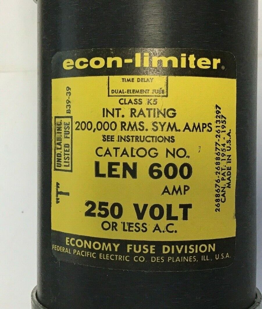 ECONOMY LEN600 ECON-LIMITER FUSE 600A 250VAC ***LOTOF2***