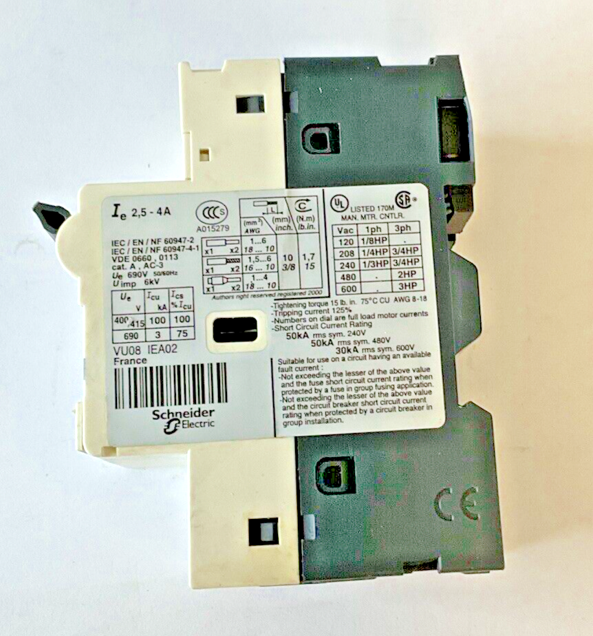 TELEMECANIQUE SQUARE D GV2-RT08 2.5-4A CIRCUIT BREAKER 600VAC