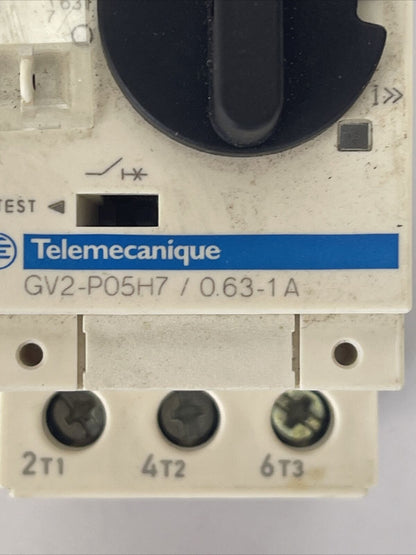 TELEMECANIQUE GV2-P05H7/0.63-1A MANUAL MOTOR STARTER TRIP 0.63-1A