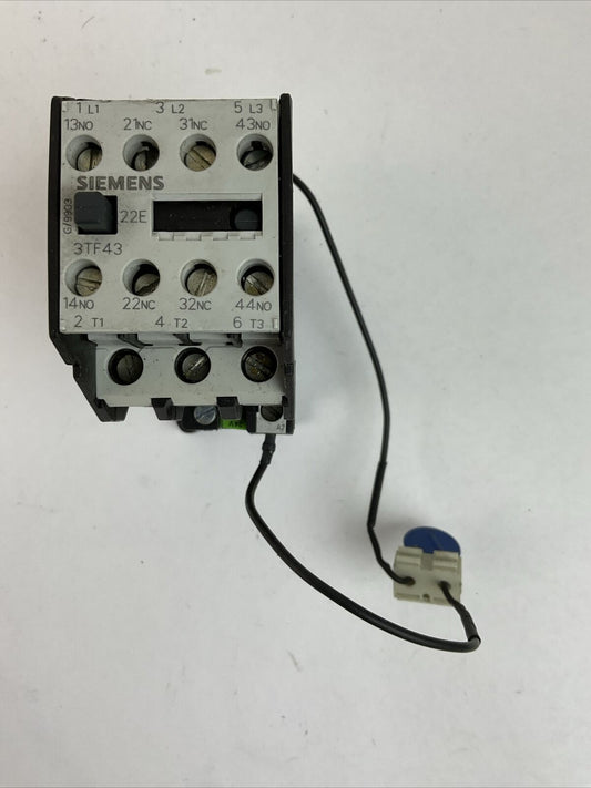 SIEMENS 3TF4322-0B CONTACTOR 30A 600VAC 3PH 20HP COIL 24VDC 3TX7402-3A