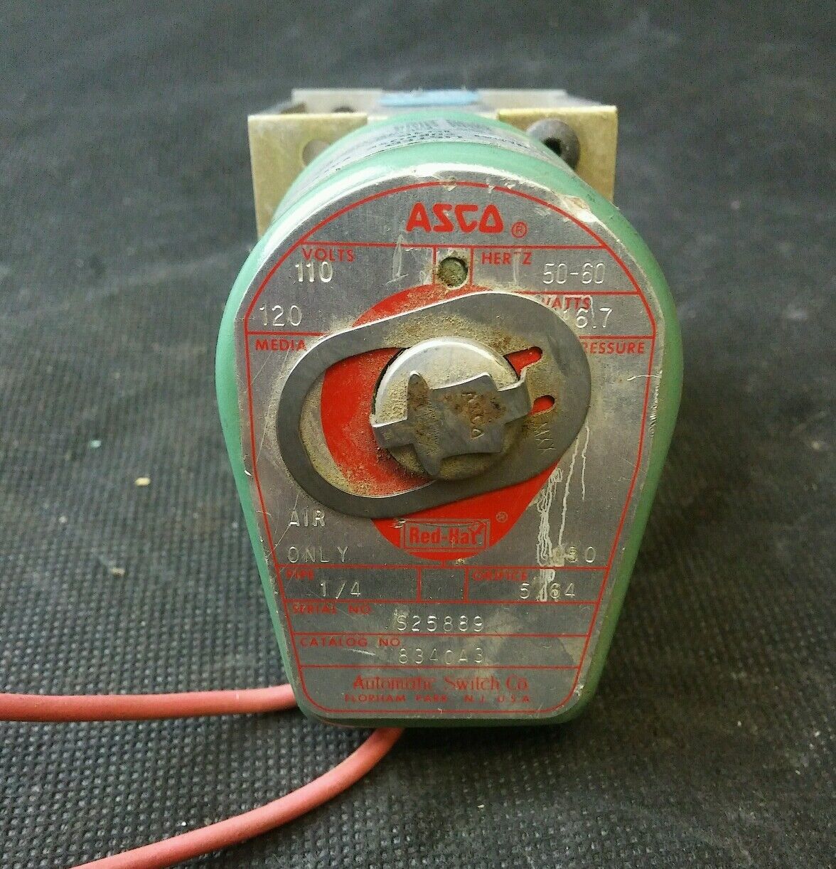 ASCO 8340A3 RED-HAT VALVE 110/120V 1/4" PIPE 5/64 ORIFICE 150psi AIR