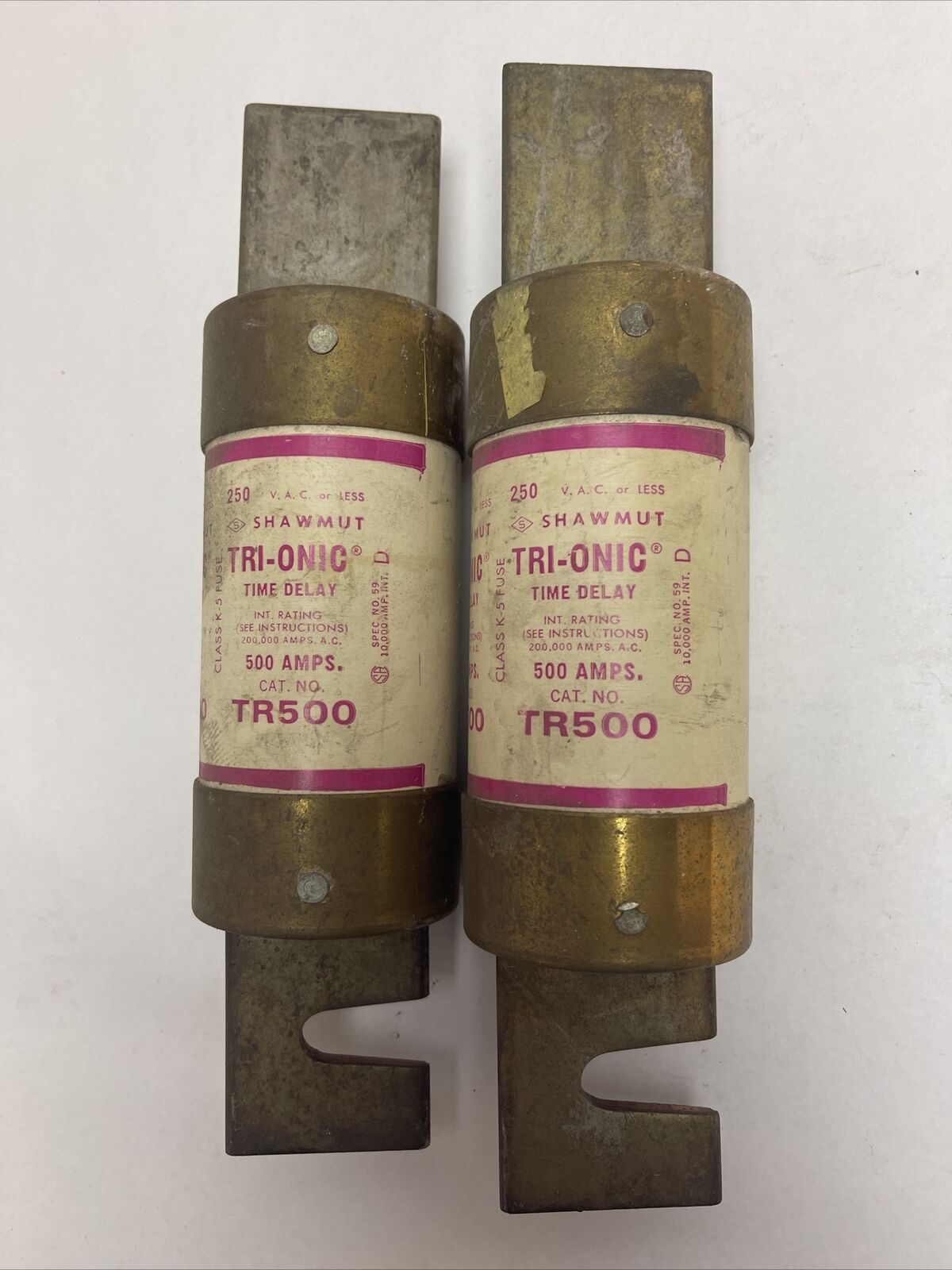 SHAWMUT TR500 TRI-ONIC TIME DELAY CLASS K-5 FUSE 500AMP 250VAC (LOT OF 2)