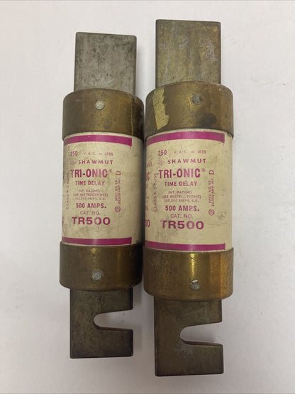 SHAWMUT TR500 TRI-ONIC TIME DELAY CLASS K-5 FUSE 500AMP 250VAC (LOT OF 2)