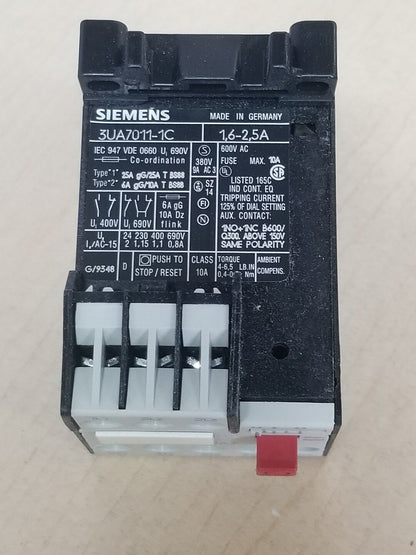 SIEMENS 3UA7011-C OVERLOAD RELAY