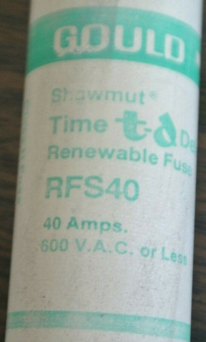 BOX of 10 / GOULD-SHAWMUT RFS40 CLASS H RENEWABLE / 40A / 600V / NEW SURPLUS