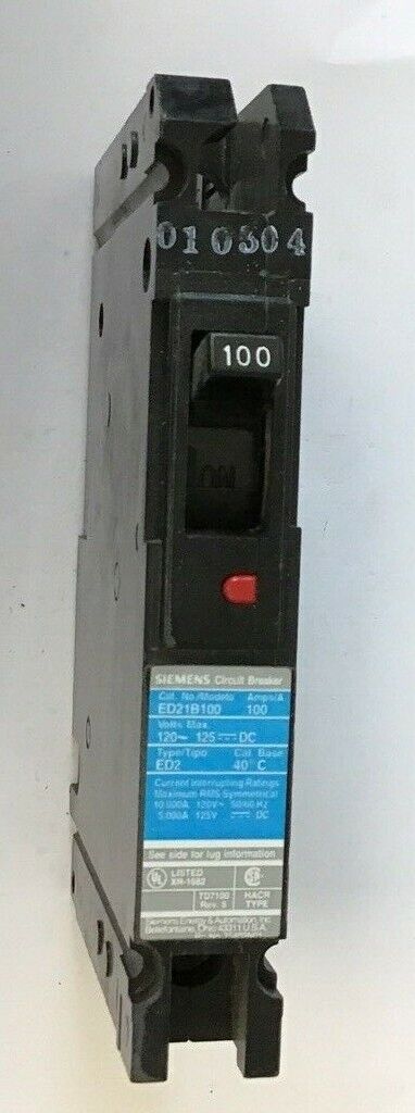 SIEMENS ED21B100 CIRCUIT BREAKER 100A 120VAC/125VDC