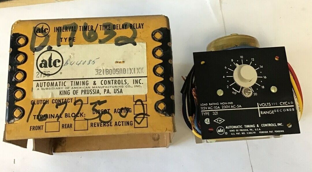 ATC 321B-005-A-01X1XX TIME DELAY RELAY 115VOLTS 60CYC