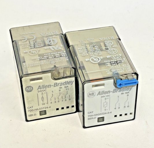 ALLEN BRADLEY *LOT OF 2* - 700-HA32Z24-3-4 SER D - RELAY - 250 VAC, 1O A, 30 VDC