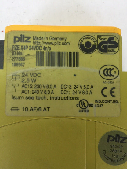 PILZ PZE X4P 24VDC 4n/o SAFETY RELAY 24VDC