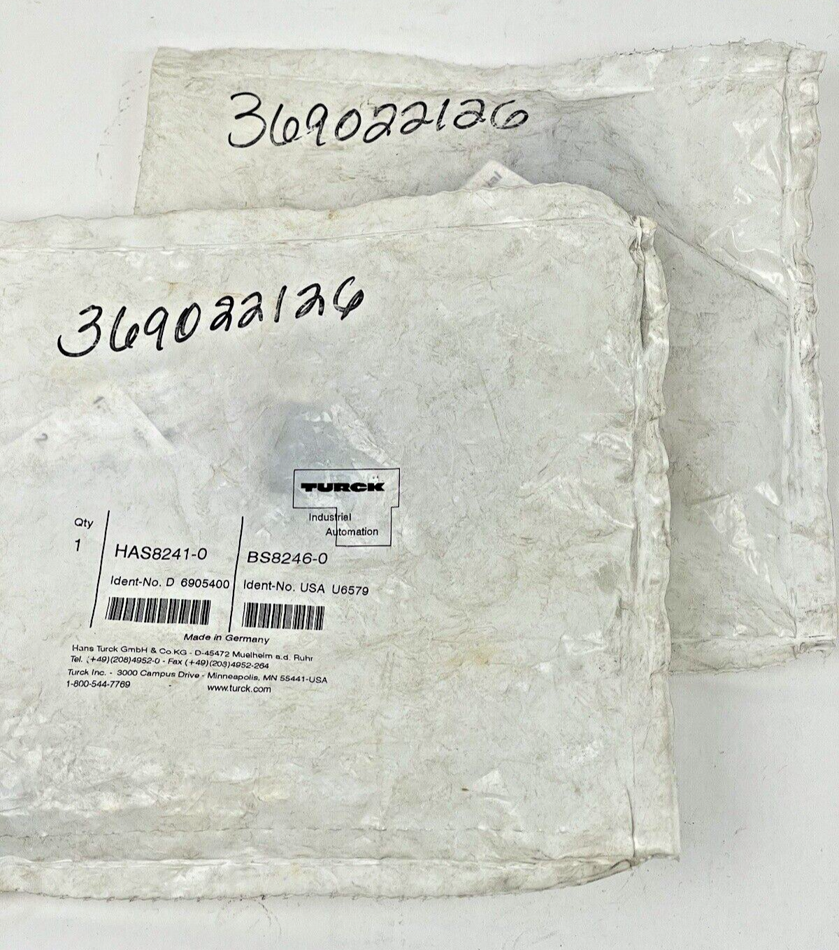 *LOT OF 2* TURCK - HAS8241-0 - EUROFAST CONNECTOR - BS8246-0
