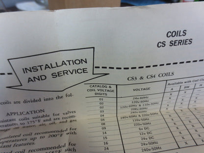 ITT GENERAL CONTROLS CS4AA02A24 SOLENOID COIL - SIZE CS4A - CLASS A, 120/60 NEW