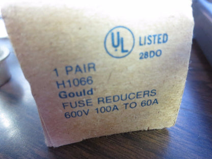 GOULD H1066 FUSE REDUCERS, 600V 100A to 60A - NEW SURPLUS - TWO PAIR / LOT of 4