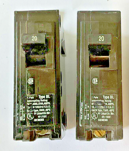 SIEMENS B120(2X) AND B115(1X) CIRCUIT BREAKER TYPE BL 120/240VAC***LOTOF2***