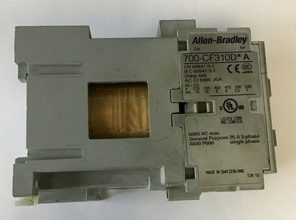 ALLEN BRADLEY 700-CF310D* SER.A 600VAC 25A 3PH CONTROL RELAY