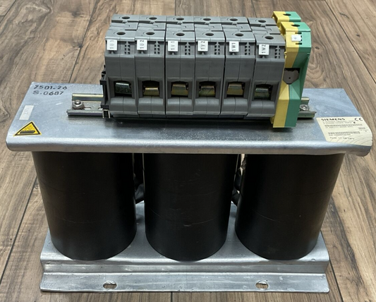 SIEMENS 1P 6SN1111-0AA00-0DA1 3PH CHOKE 55KW LINE REATOR VER B 3-PHASEN-DROSSEL