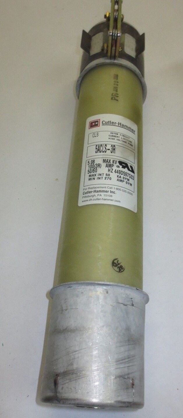 CUTLER-HAMMER 5ACLS-3R MOTOR CIRCUIT HIGH VOLTAGE FUSE 5.08 MAX KV, 100(3R)A,