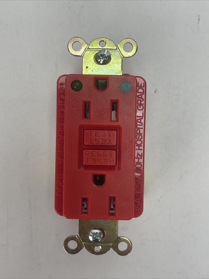 ARROW HART GF8200RED GFCI DUPLEX RECEPTACLE 15A 125V HOSPITAL GRADE