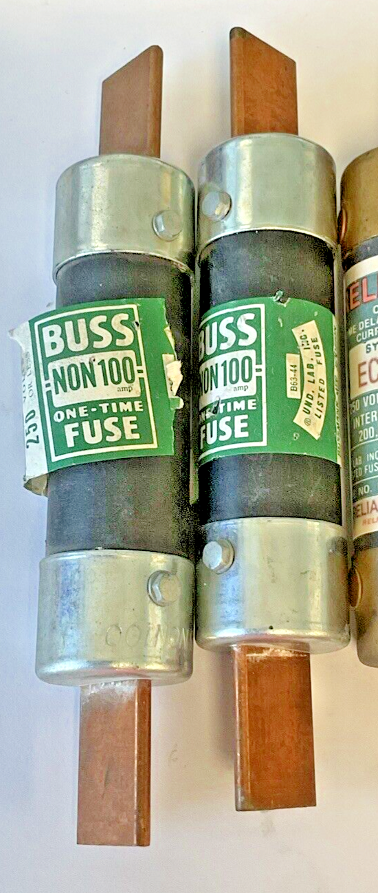 BUSSMANN/RELIANCE NON100, ECNR100, FRN100 FUSES 100A 250VAC ***LOTOF6***