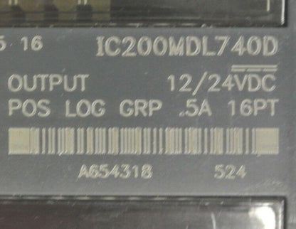 FANUC IC200MDL740D / OUTPUT MODULE / 12/24VDC / .5A / 16PT / POS LOG GRP