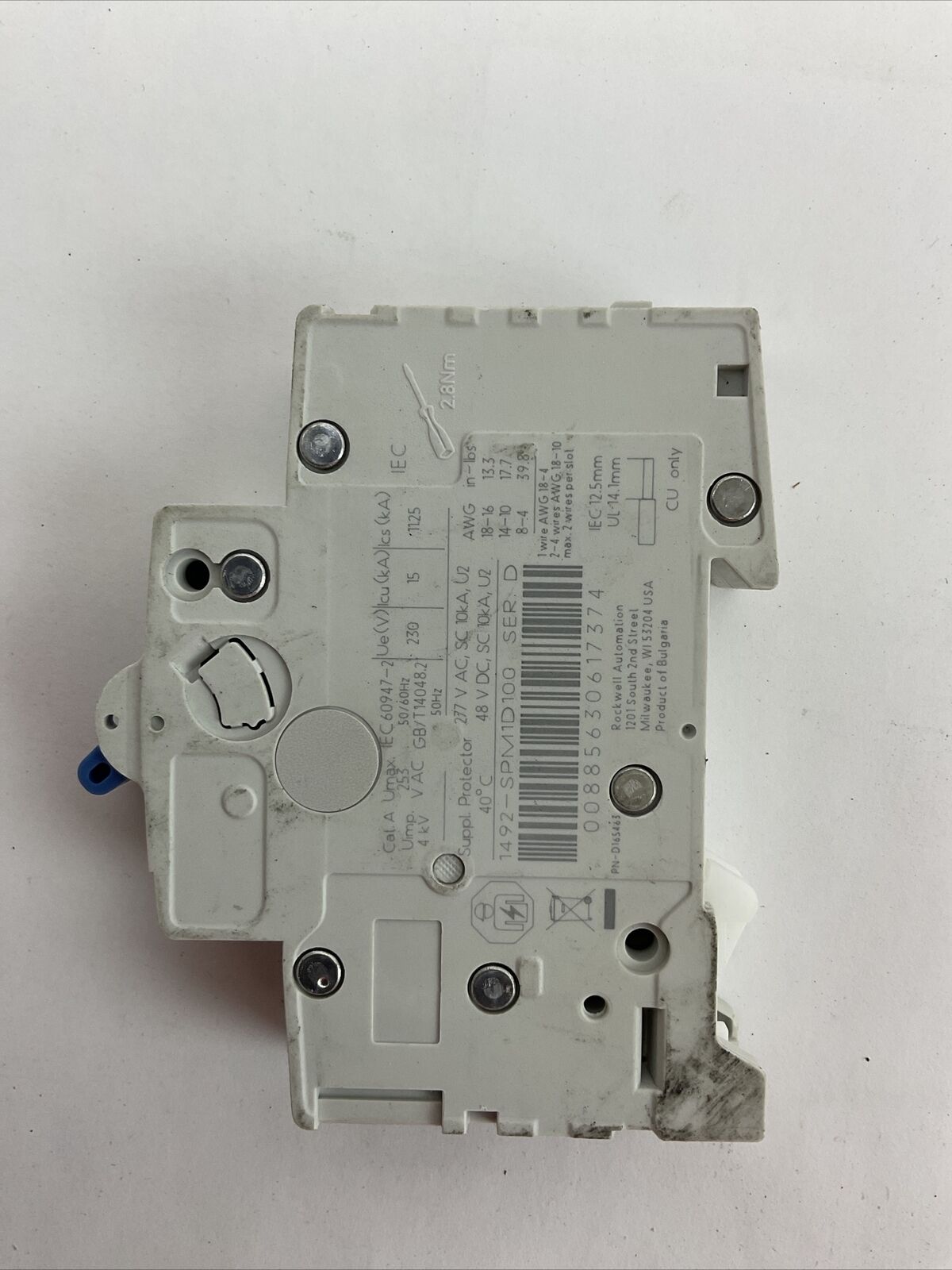ALLEN BRADLEY 1492-SPM1D100 CIRCUIT BREAKER 277VAC 48VDC SER D 10A (LOT OF 3)