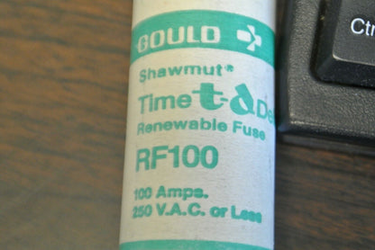 GOULD-SHAWMUT RF100 TIME-DELAY RENEWABLE FUSE / 100A / 250VAC / NEW SURPLUS