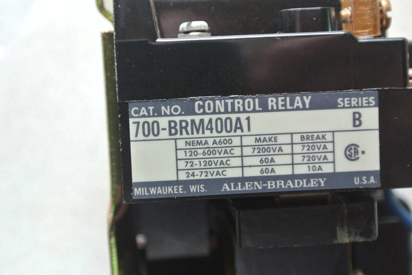 ALLEN-BRADLEY 700-BRM400A1 AC RELAY - 110/120V NEMA OPEN - 4 N.O. - NEW SURPLUS