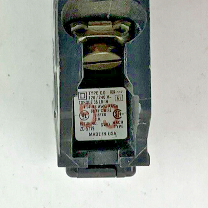 SQUARE D QO12010CP CIRCUIT BREAKER 1POLE 20A 120/240VAC 50/60HZ***LOTOF10***