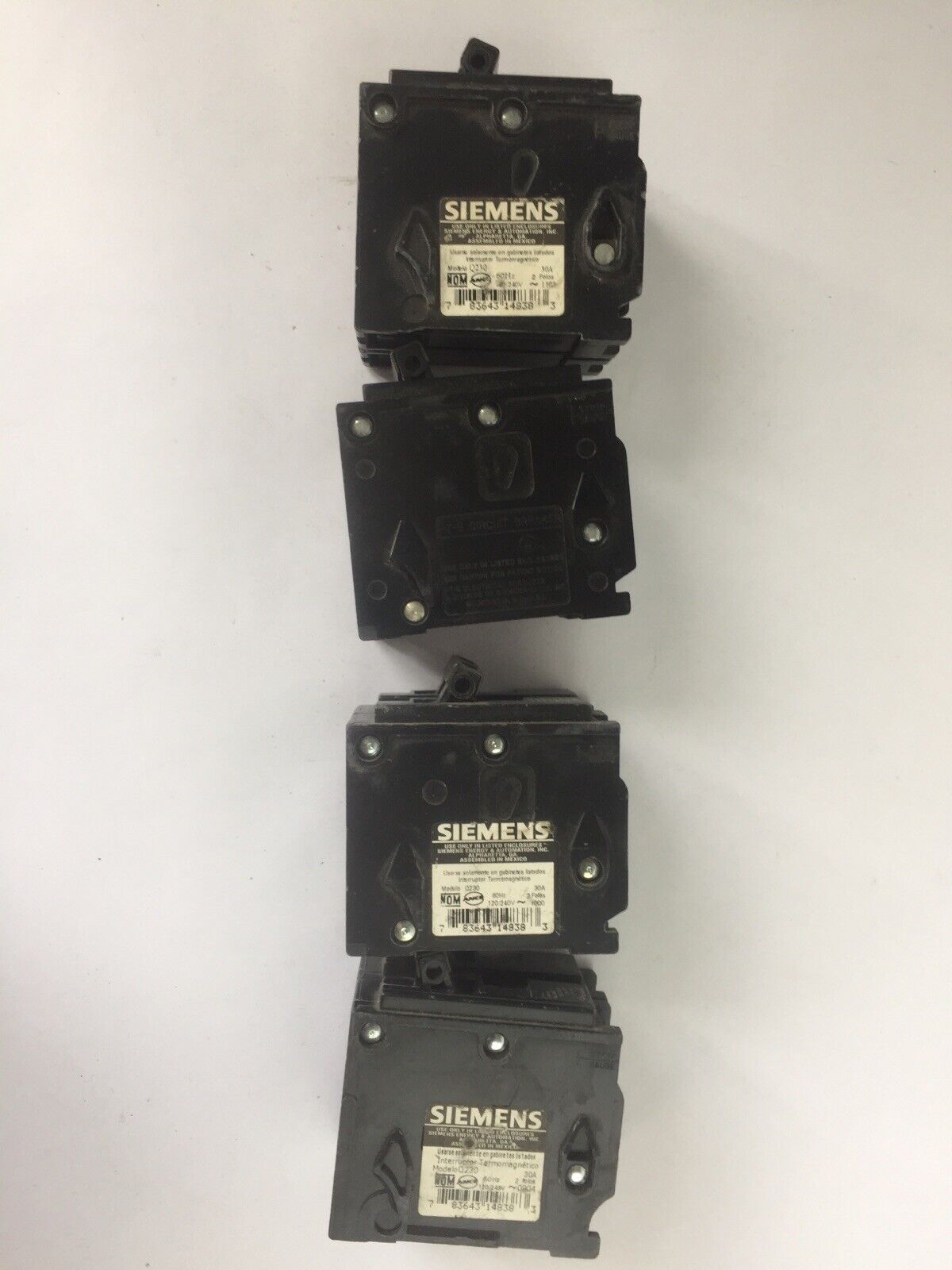 SIEMENS Q230 CIRCUIT BREAKER 30A 120/240VAC 2 POLE (LOT OF 4)