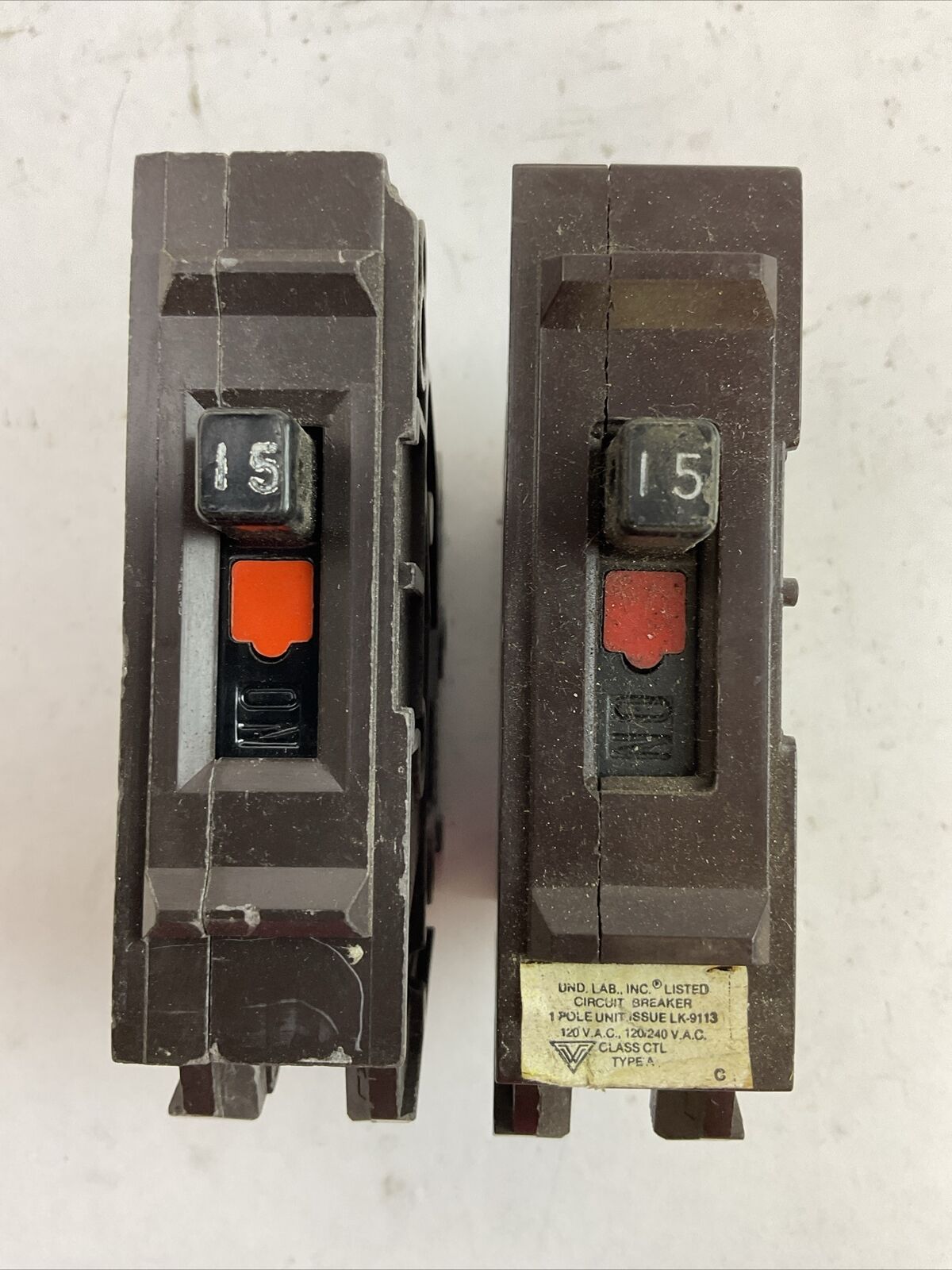 WADSWORTH A115 1POLE CIRCUIT BREAKER 15AMP 120/240VAC (LOT OF 2)