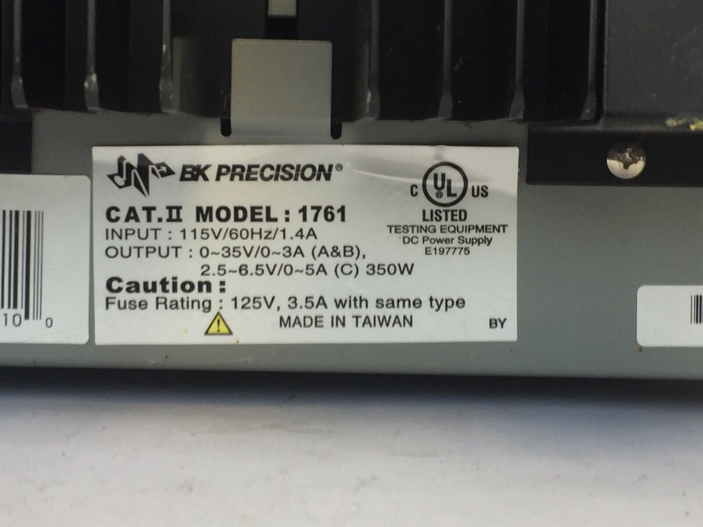 BK PRICISION CAT II MODEL 1761 DC POWER SUPPLY