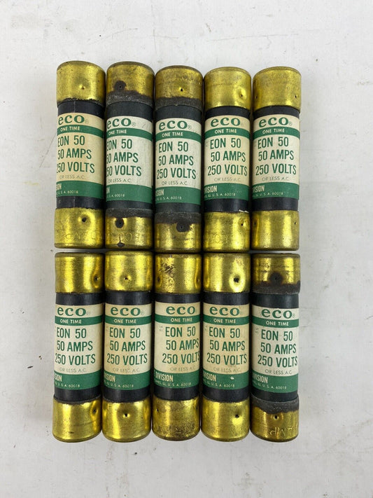 Economy Fuse One-Time EON 50 50A 250V Fuse "Lot of 10"