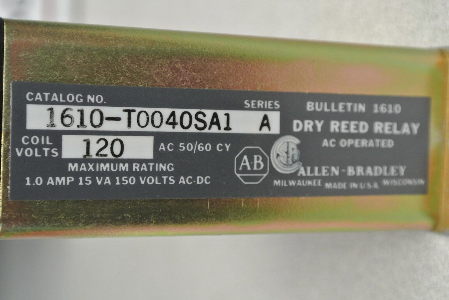 ALLEN-BRADLEY 1610-T0040SA1 DRY REED RELAY / 4 N.C. / 120V, 60Hz - NEW SURPLUS