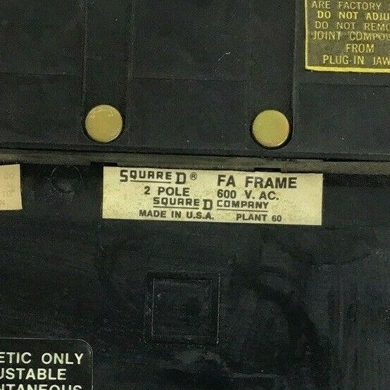 SQUARE D FA2600311MAC CIRCUIT BREAKER 2POLE 3A