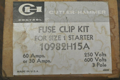 CUTLER-HAMMER 10982H15A FUSE CLIP KIT for SIZE 1 STARTER / NEW SURPLUS