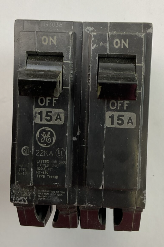 GE THHQB215 CIRCUIT BREAKER 2POLE 15AMP 120/240VAC 22KA