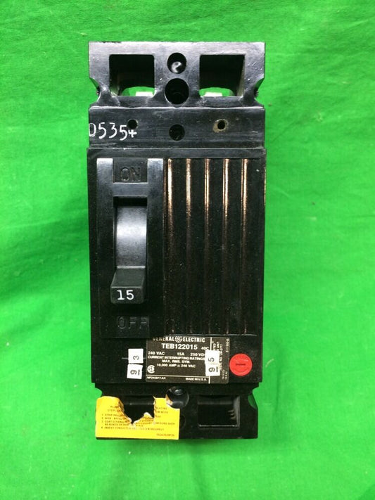 GE CIRCUIT BREAKER 15 AMPS 240 VOLT 2 POLES TEB122015