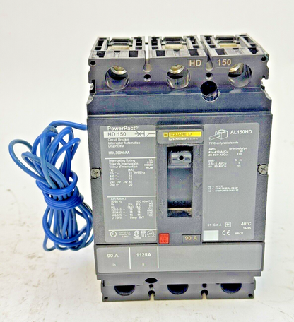 SQUARE D - HDL36090AA - POWERPACT CIRCUIT BREAKER W/ AUX - 90A/3 POLE/600VAC
