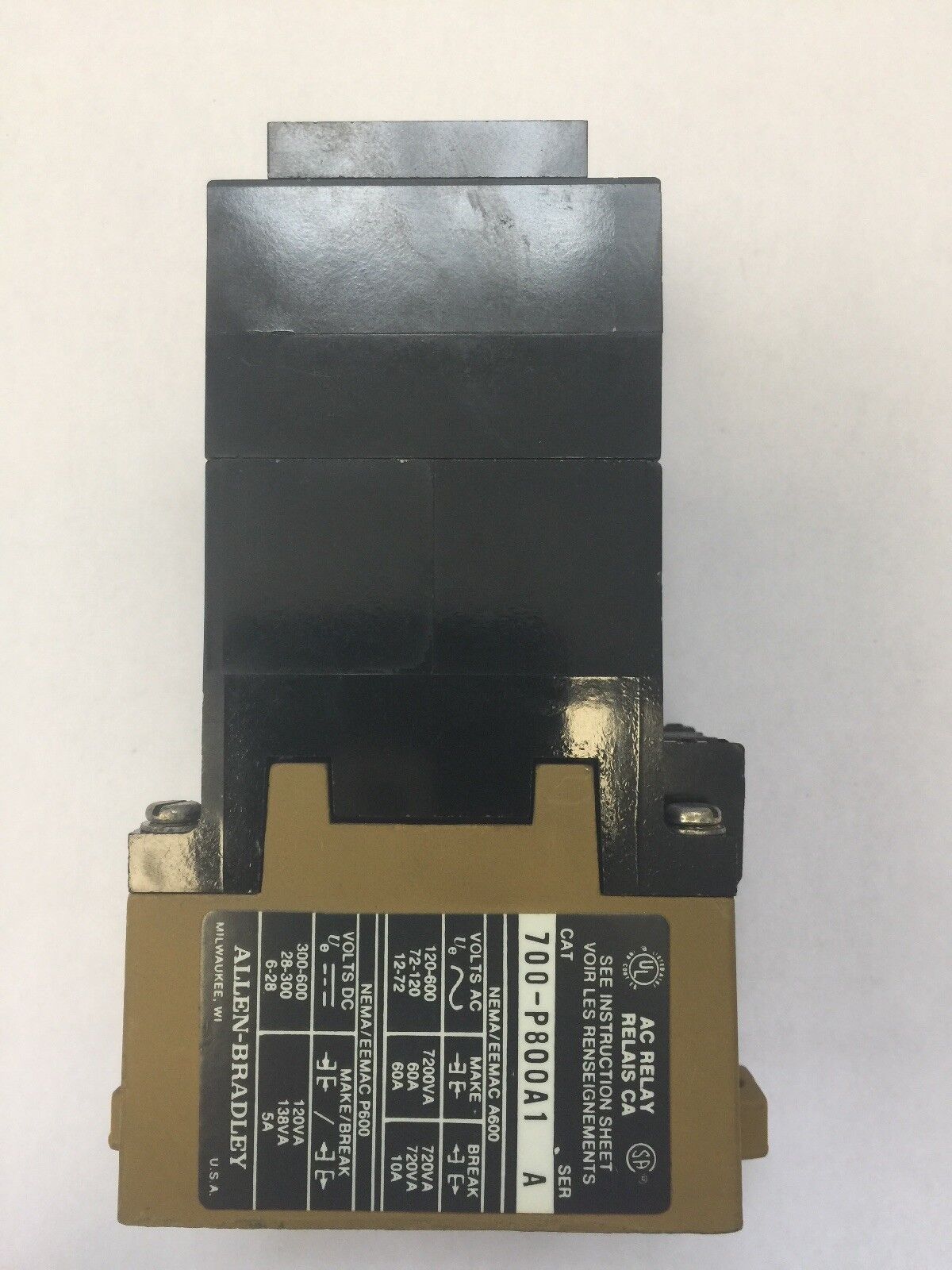 ALLEN BRADLEY 700-P800A1 AC RELAY 115-120V 60HZ 110V 50HZ SER A