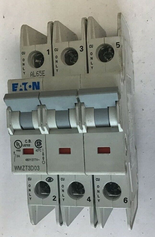 EATON WMZT3D03 CIRCUIT BREAKER 3A 480Y/277VAC 10KA 3 POLE 50/60HZ